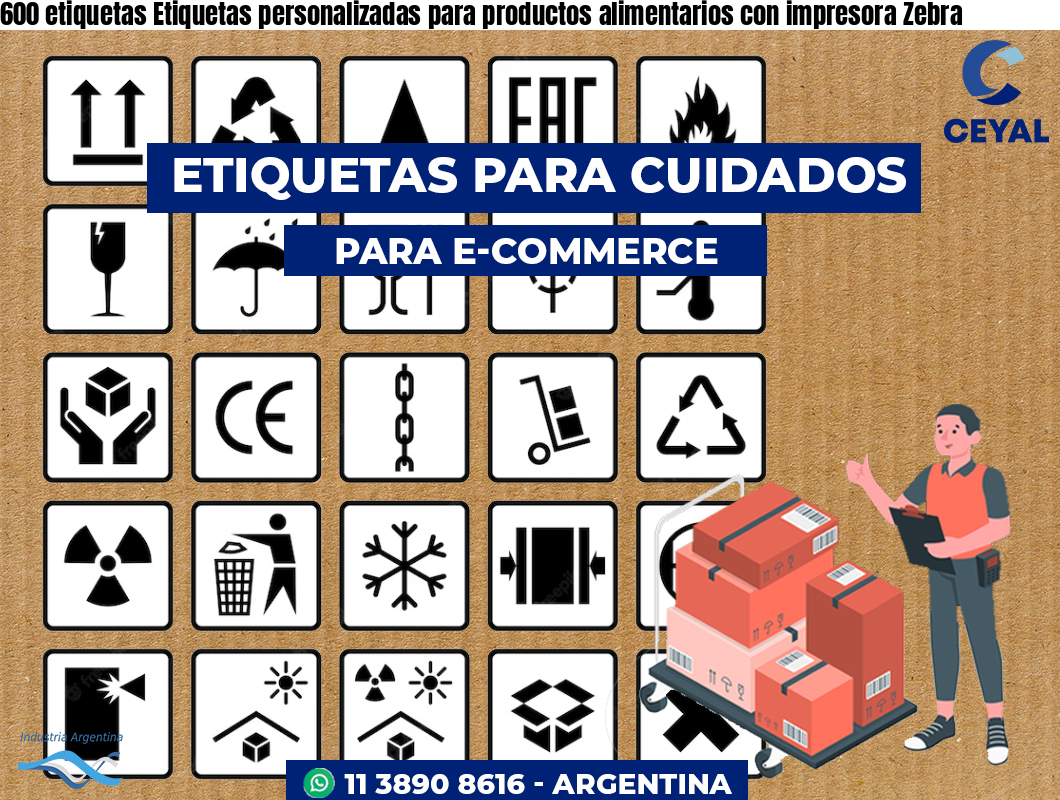 600 etiquetas Etiquetas personalizadas para productos alimentarios con impresora Zebra