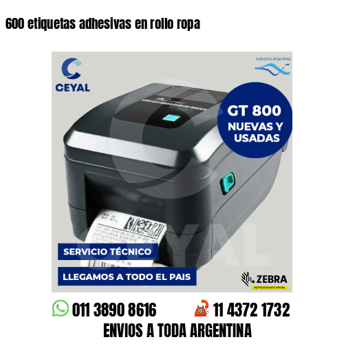 600 etiquetas adhesivas en rollo ropa