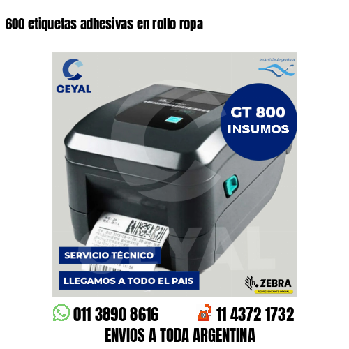 600 etiquetas adhesivas en rollo ropa