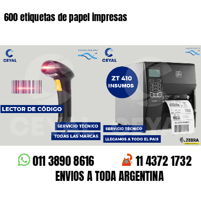 600 etiquetas de papel impresas