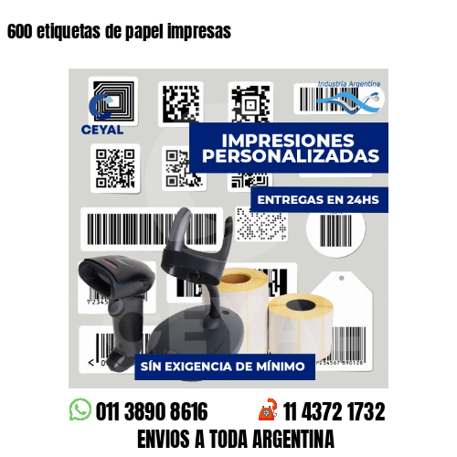 600 etiquetas de papel impresas