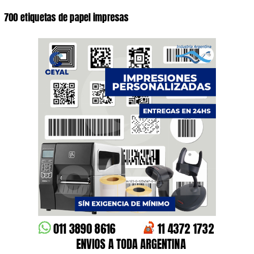700 etiquetas de papel impresas