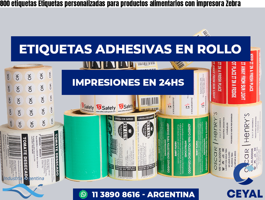 800 etiquetas Etiquetas personalizadas para productos alimentarios con impresora Zebra
