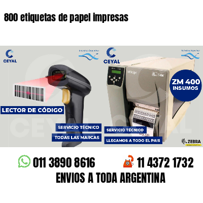 800 etiquetas de papel impresas