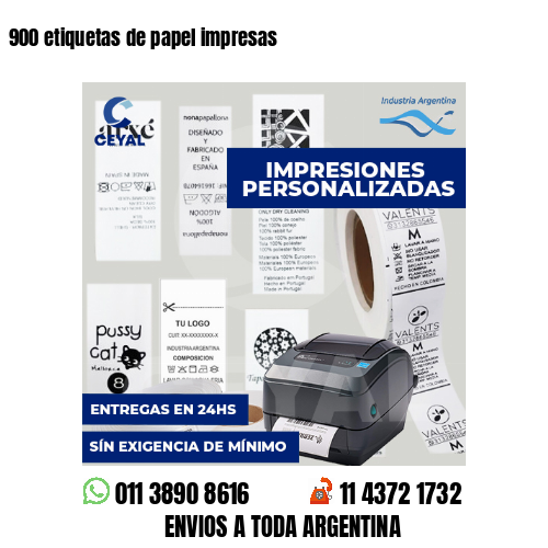 900 etiquetas de papel impresas