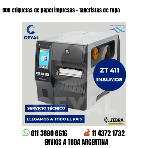 900 etiquetas de papel impresas - talleristas de ropa
