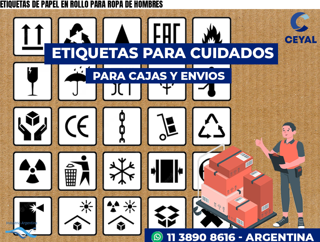 ETIQUETAS DE PAPEL EN ROLLO PARA ROPA DE HOMBRES