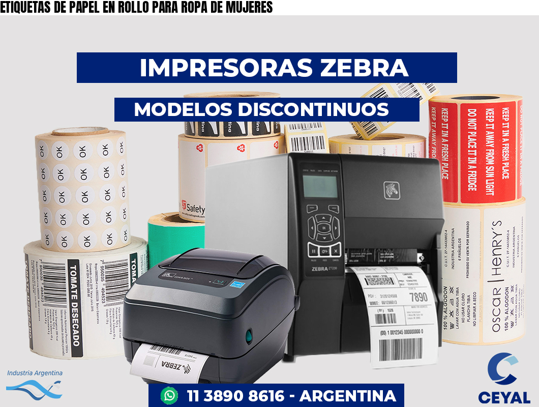 ETIQUETAS DE PAPEL EN ROLLO PARA ROPA DE MUJERES