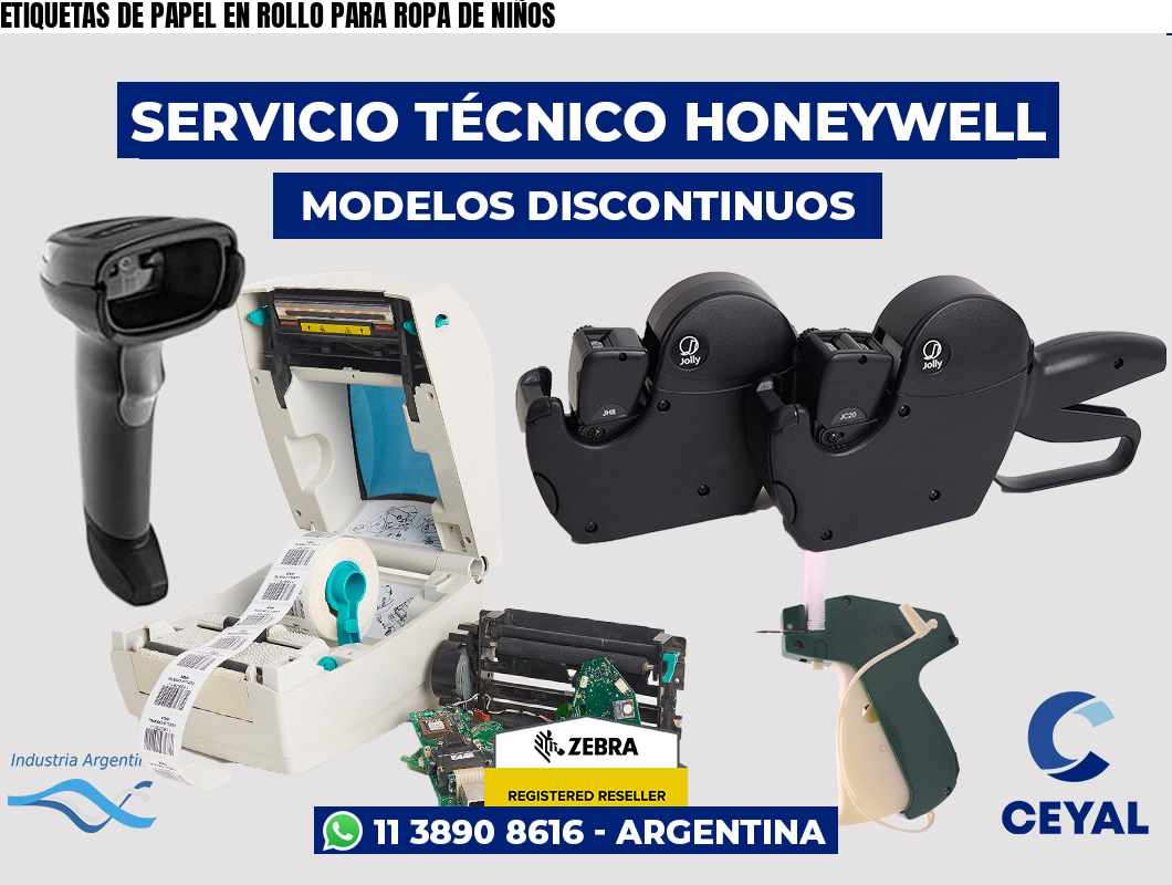 ETIQUETAS DE PAPEL EN ROLLO PARA ROPA DE NIÑOS