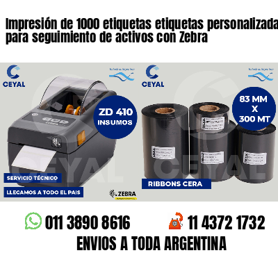 Impresión de 1000 etiquetas etiquetas personalizadas para seguimiento de activos con Zebra
