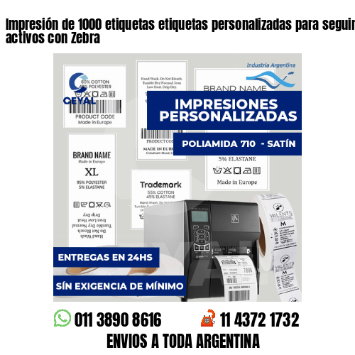 Impresión de 1000 etiquetas etiquetas personalizadas para seguimiento de activos con Zebra