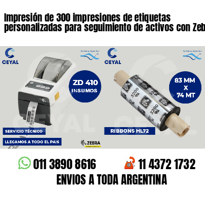 Impresión de 300 impresiones de etiquetas personalizadas para seguimiento de activos con Zebra