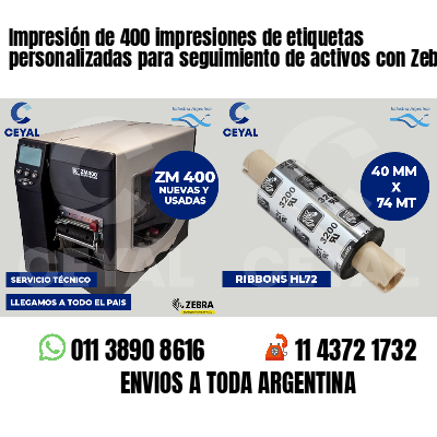 Impresión de 400 impresiones de etiquetas personalizadas para seguimiento de activos con Zebra