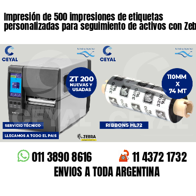 Impresión de 500 impresiones de etiquetas personalizadas para seguimiento de activos con Zebra