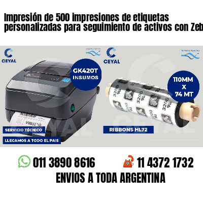 Impresión de 500 impresiones de etiquetas personalizadas para seguimiento de activos con Zebra