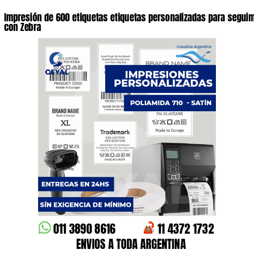Impresión de 600 etiquetas etiquetas personalizadas para seguimiento de activos con Zebra