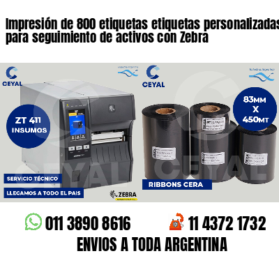 Impresión de 800 etiquetas etiquetas personalizadas para seguimiento de activos con Zebra