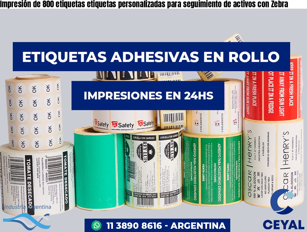 Impresión de 800 etiquetas etiquetas personalizadas para seguimiento de activos con Zebra