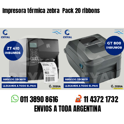 Impresora térmica zebra  Pack 20 ribbons