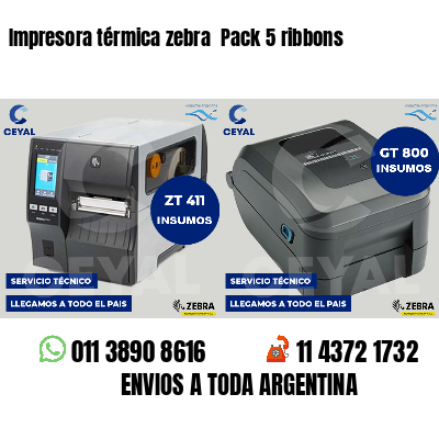 Impresora térmica zebra  Pack 5 ribbons