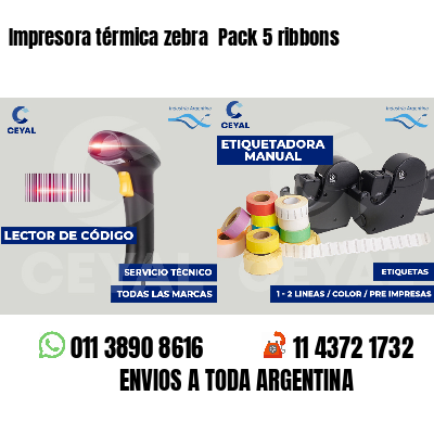 Impresora térmica zebra  Pack 5 ribbons