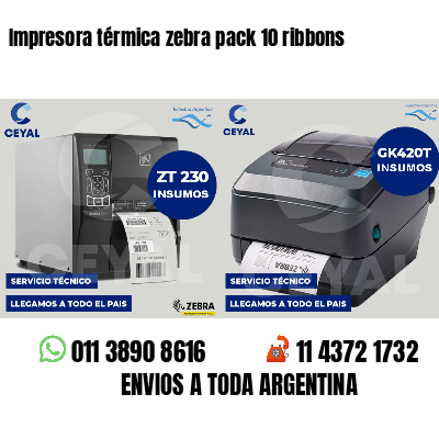 Impresora térmica zebra pack 10 ribbons