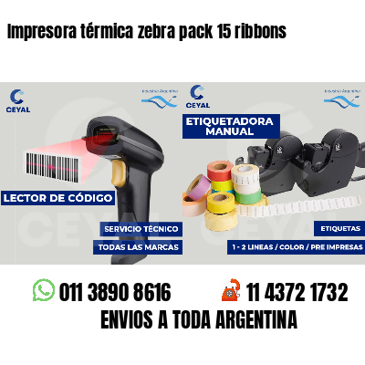 Impresora térmica zebra pack 15 ribbons