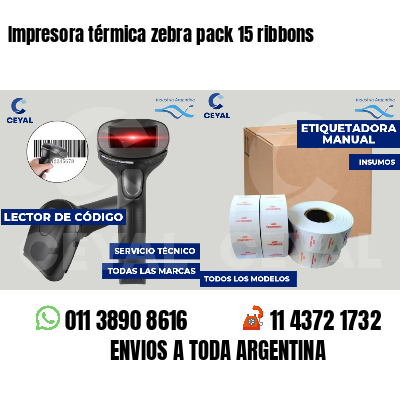 Impresora térmica zebra pack 15 ribbons