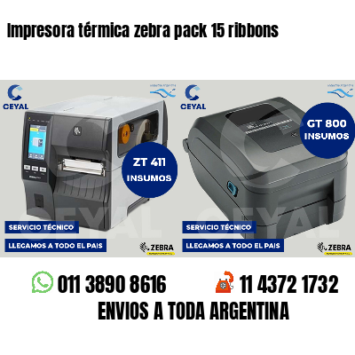 Impresora térmica zebra pack 15 ribbons