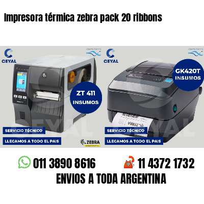 Impresora térmica zebra pack 20 ribbons