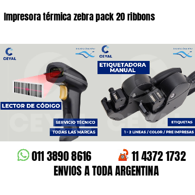 Impresora térmica zebra pack 20 ribbons