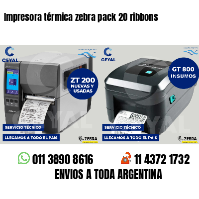Impresora térmica zebra pack 20 ribbons