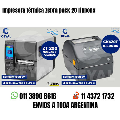 Impresora térmica zebra pack 20 ribbons