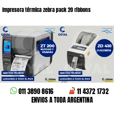 Impresora térmica zebra pack 20 ribbons