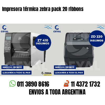Impresora térmica zebra pack 20 ribbons