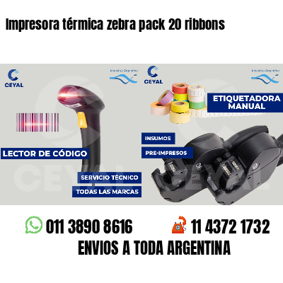 Impresora térmica zebra pack 20 ribbons