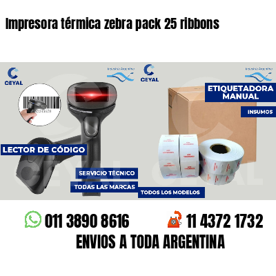Impresora térmica zebra pack 25 ribbons