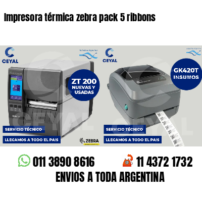 Impresora térmica zebra pack 5 ribbons