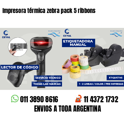 Impresora térmica zebra pack 5 ribbons