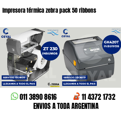 Impresora térmica zebra pack 50 ribbons