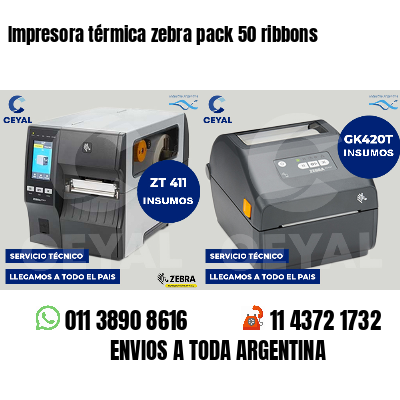 Impresora térmica zebra pack 50 ribbons