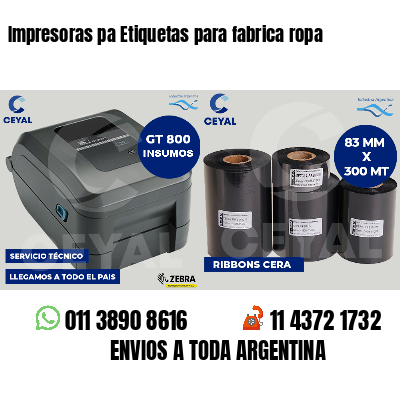Impresoras pa Etiquetas para fabrica ropa