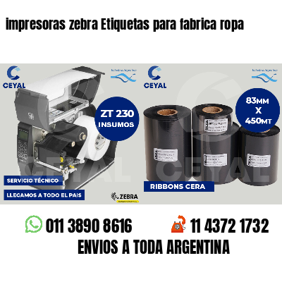 impresoras zebra Etiquetas para fabrica ropa