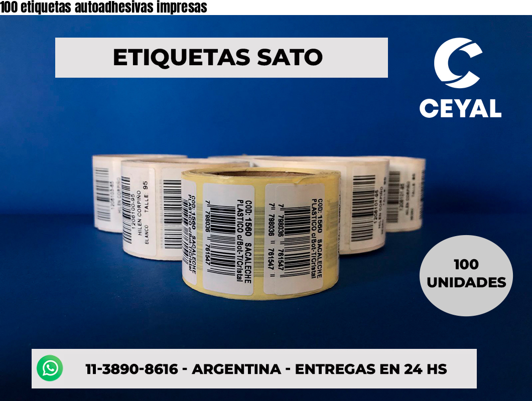 100 etiquetas autoadhesivas impresas
