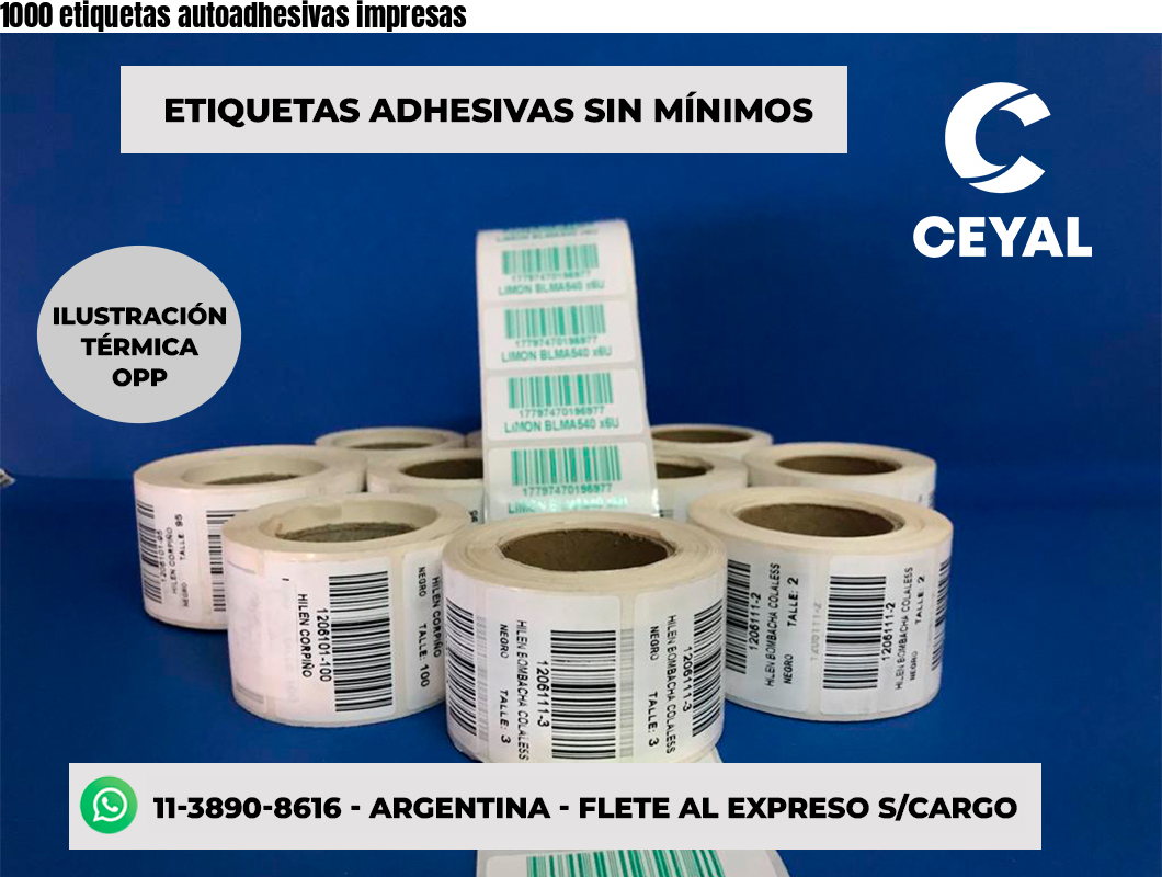 1000 etiquetas autoadhesivas impresas