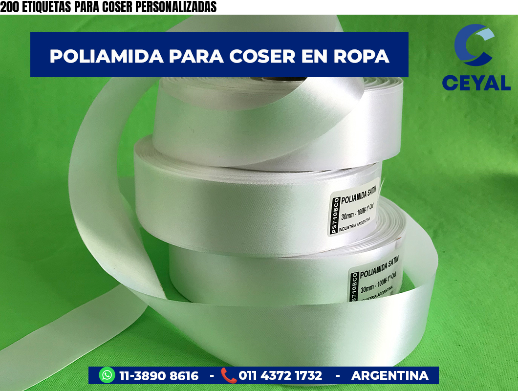 200 ETIQUETAS PARA COSER PERSONALIZADAS