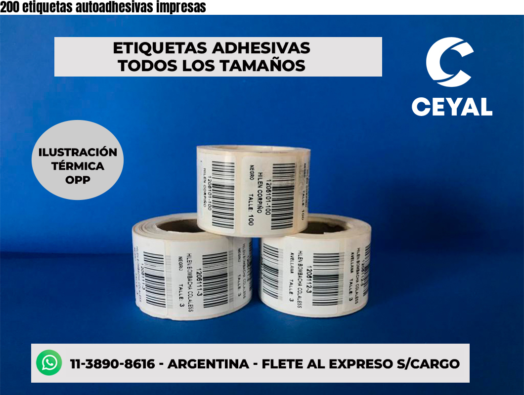 200 etiquetas autoadhesivas impresas