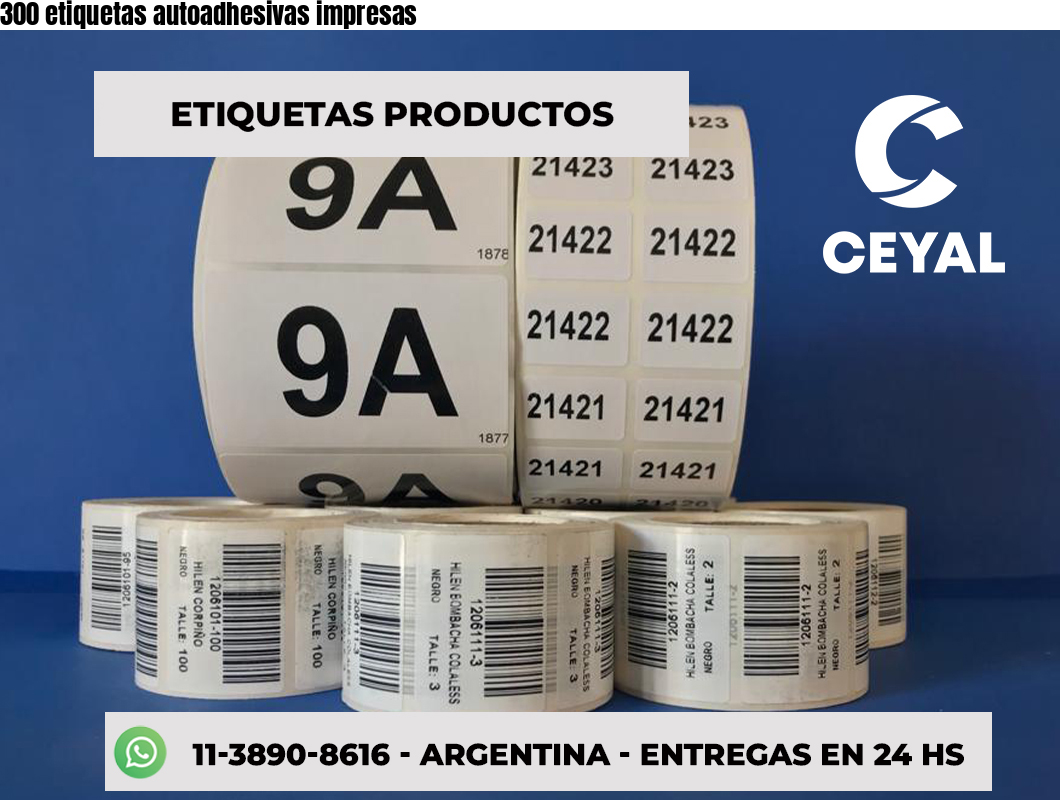 300 etiquetas autoadhesivas impresas
