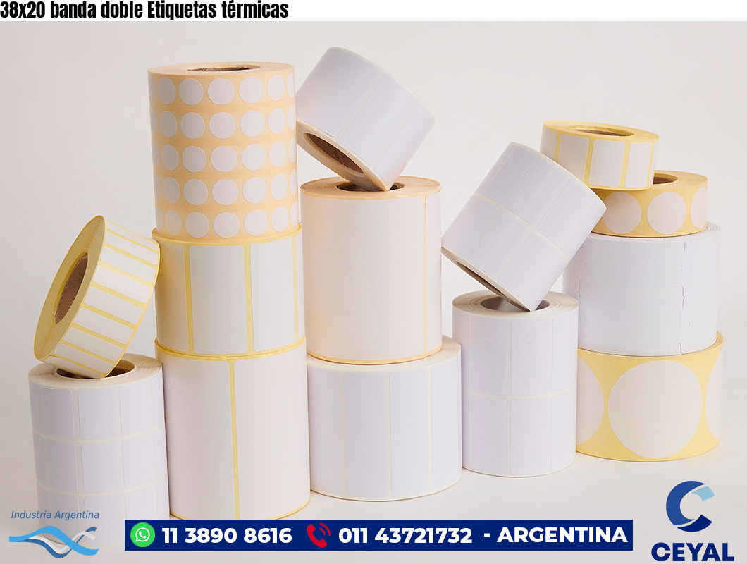 38×20 banda doble Etiquetas térmicas