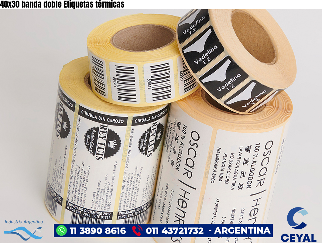 40x30 banda doble Etiquetas térmicas